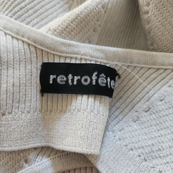 Retrofete Silver Metallic Dress Cut Out Open Back Sleeveless Size XS - Picture 9 of 10